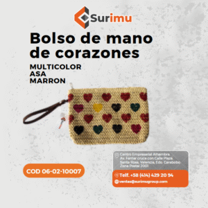Bolso De Mano De Corazones - Multicolor -Asa Marron